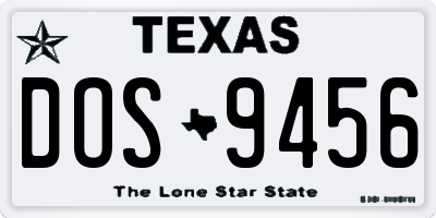 TX license plate DOS9456