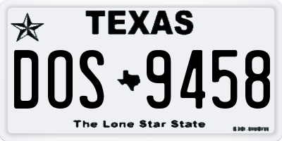 TX license plate DOS9458