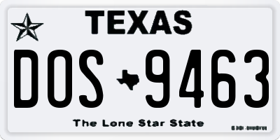 TX license plate DOS9463