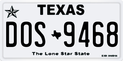 TX license plate DOS9468