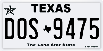 TX license plate DOS9475