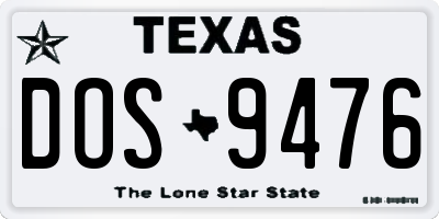 TX license plate DOS9476