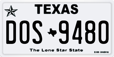 TX license plate DOS9480