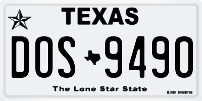 TX license plate DOS9490