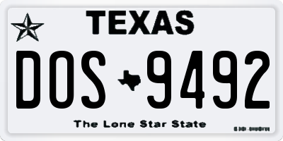 TX license plate DOS9492