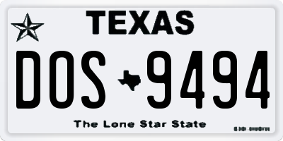 TX license plate DOS9494