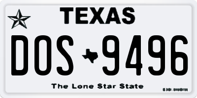 TX license plate DOS9496