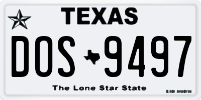 TX license plate DOS9497