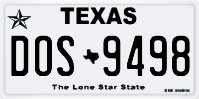 TX license plate DOS9498