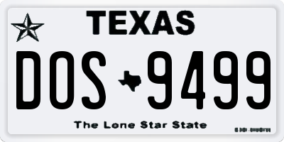 TX license plate DOS9499