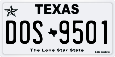 TX license plate DOS9501