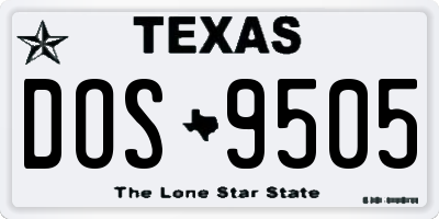 TX license plate DOS9505