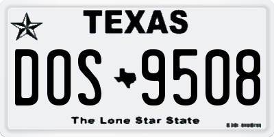 TX license plate DOS9508
