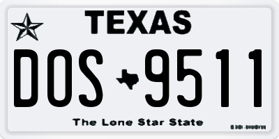 TX license plate DOS9511