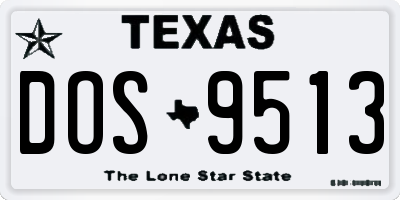TX license plate DOS9513