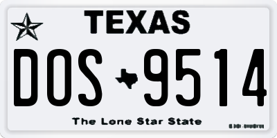 TX license plate DOS9514