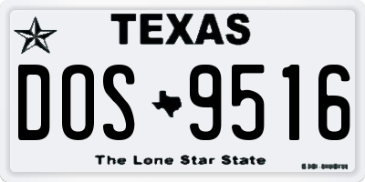 TX license plate DOS9516