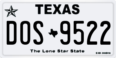 TX license plate DOS9522