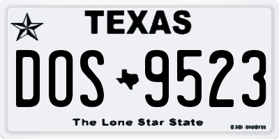 TX license plate DOS9523