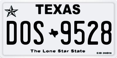 TX license plate DOS9528