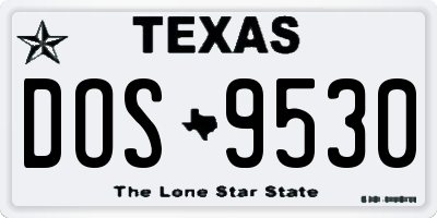 TX license plate DOS9530