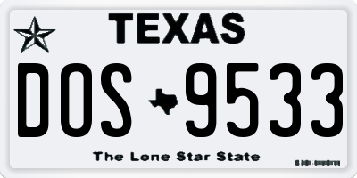 TX license plate DOS9533