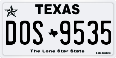 TX license plate DOS9535
