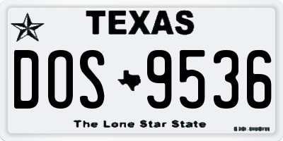 TX license plate DOS9536