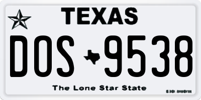 TX license plate DOS9538
