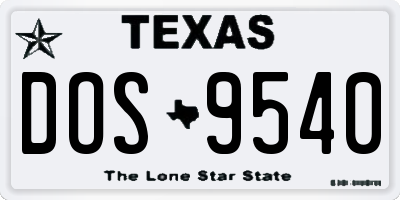 TX license plate DOS9540