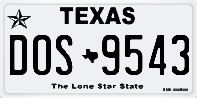 TX license plate DOS9543