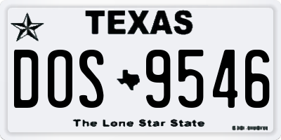 TX license plate DOS9546