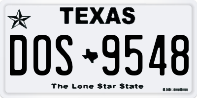 TX license plate DOS9548