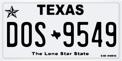 TX license plate DOS9549