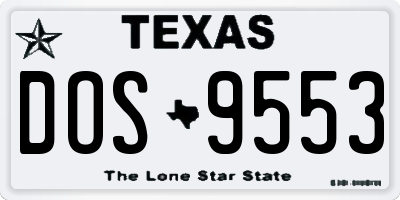 TX license plate DOS9553