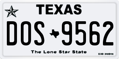 TX license plate DOS9562