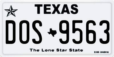 TX license plate DOS9563