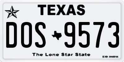 TX license plate DOS9573