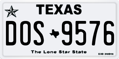 TX license plate DOS9576