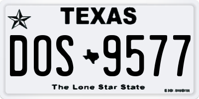 TX license plate DOS9577