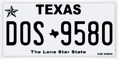 TX license plate DOS9580