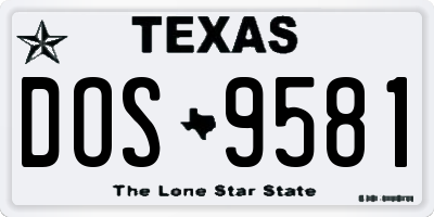 TX license plate DOS9581