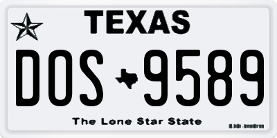 TX license plate DOS9589