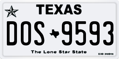 TX license plate DOS9593