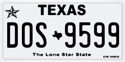 TX license plate DOS9599