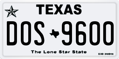 TX license plate DOS9600