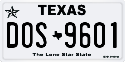 TX license plate DOS9601