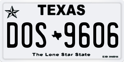 TX license plate DOS9606