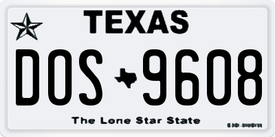 TX license plate DOS9608