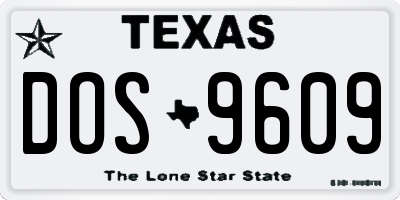 TX license plate DOS9609